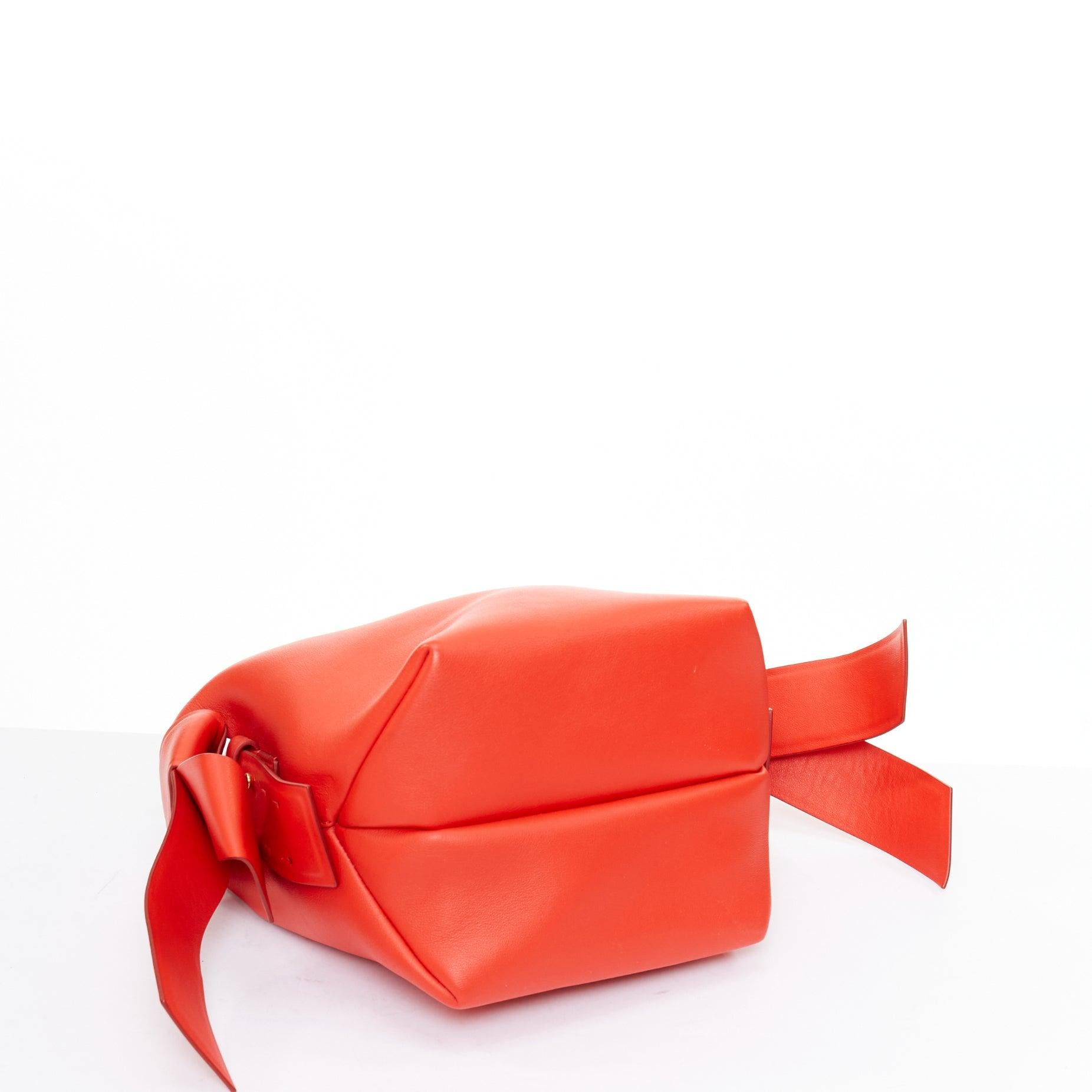 ACNE STUDIOS Musubi Mini red smooth leather ribbon side top handle bag For Sale 1