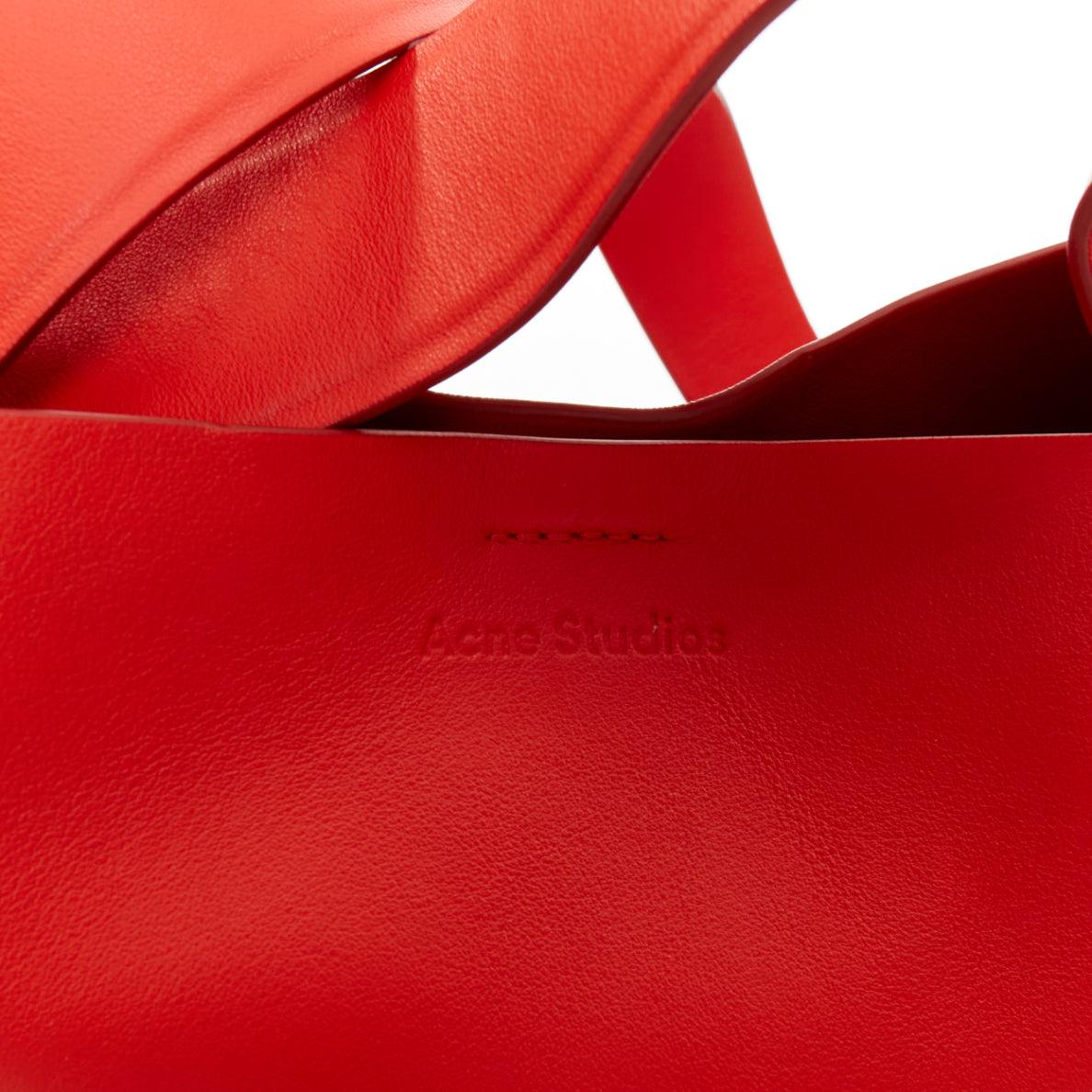 ACNE STUDIOS Musubi Mini red smooth leather ribbon side top handle bag For Sale 2