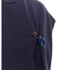 ACNE STUDIOS navy blue cotton jewel pin pinched oversized casual dress XS