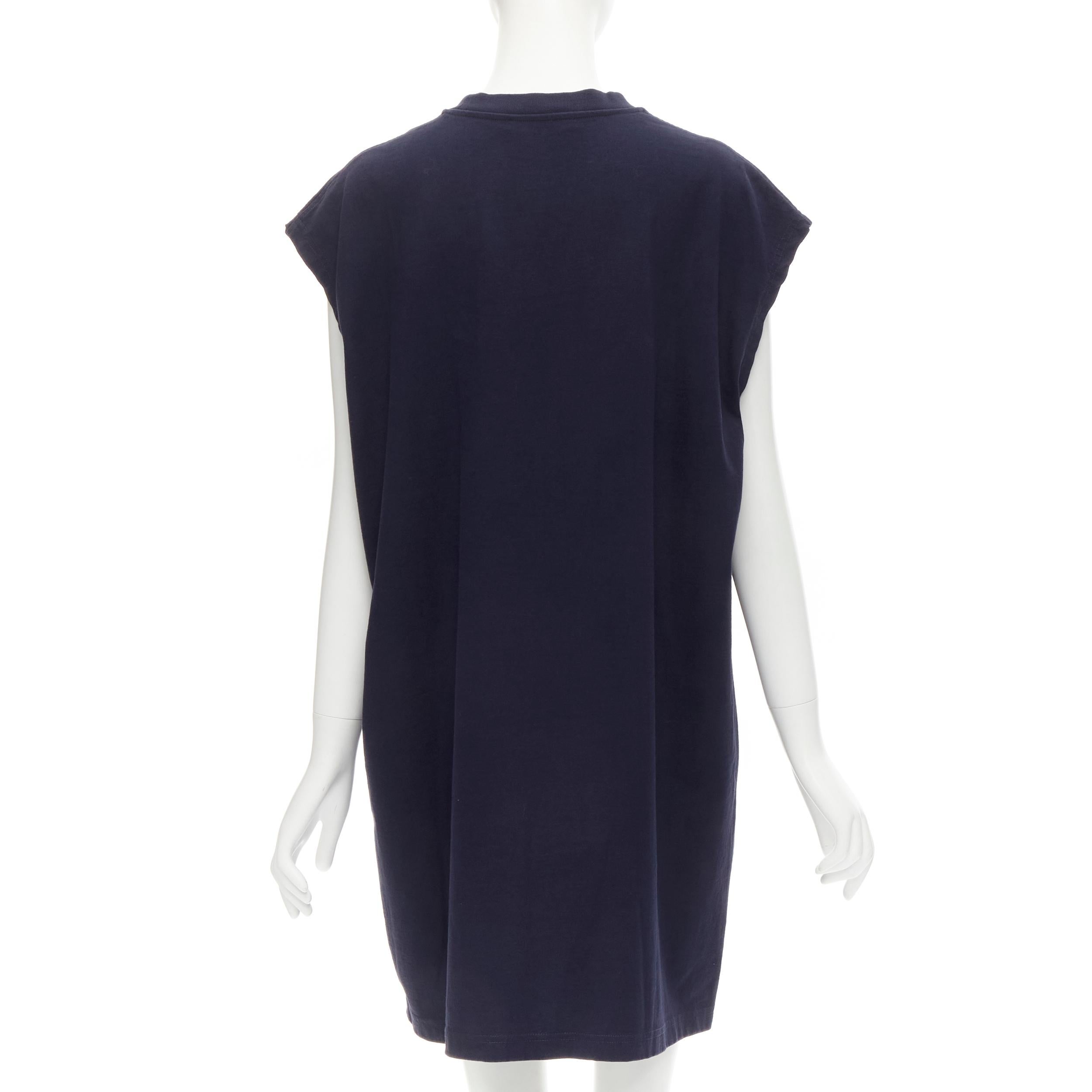 ACNE STUDIOS navy blue cotton jewel pin pinched oversized casual dress XS In Excellent Condition For Sale In Hong Kong, NT