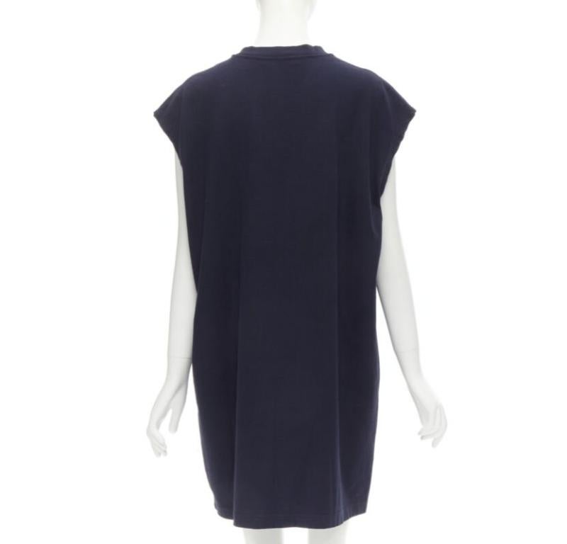 Women's ACNE STUDIOS navy blue cotton jewel pin pinched oversized casual dress XS For Sale