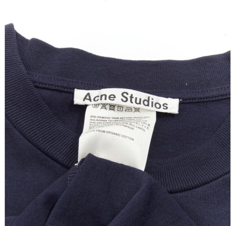 ACNE STUDIOS navy blue cotton jewel pin pinched oversized casual dress XS For Sale 3