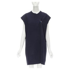 ACNE STUDIOS navy blue cotton jewel pin pinched oversized casual dress XS
