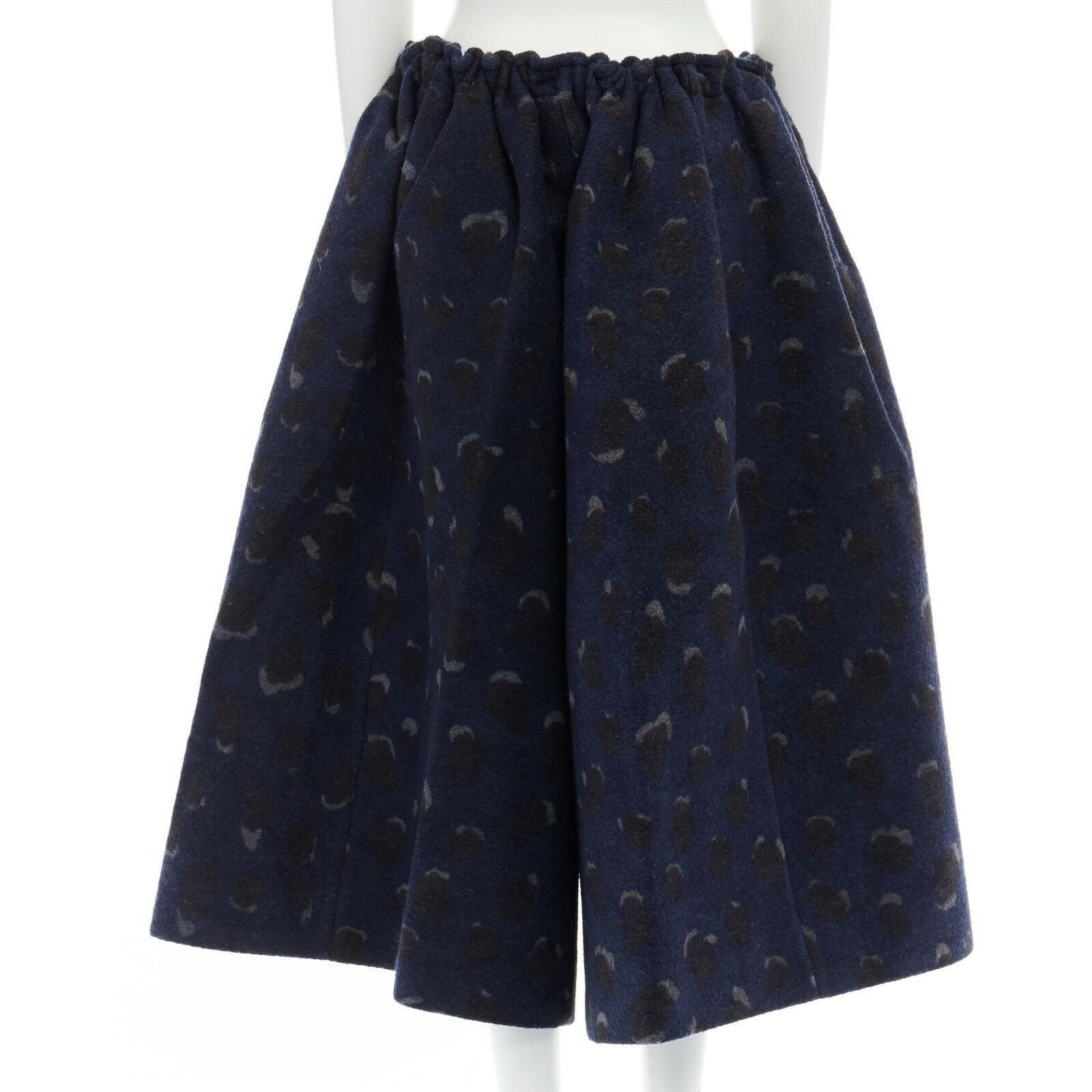 ACNE STUDIOS navy blue spot wool dropped crotch flared culotte pants FR36 S 1