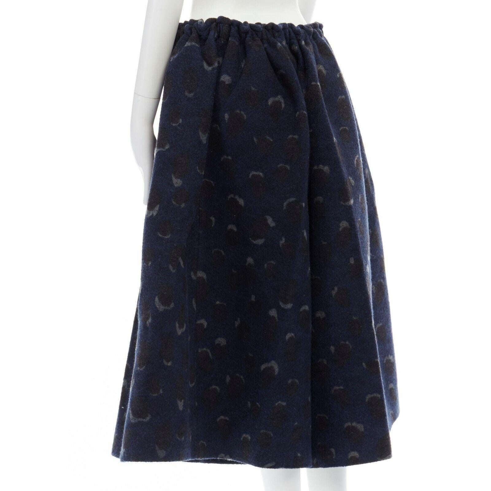 ACNE STUDIOS navy blue spot wool dropped crotch flared culotte pants FR36 S 2