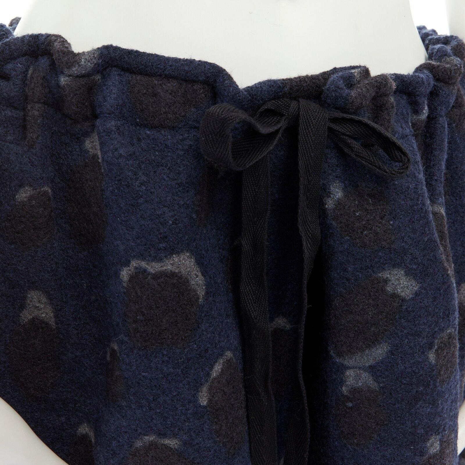 ACNE STUDIOS navy blue spot wool dropped crotch flared culotte pants FR36 S 3