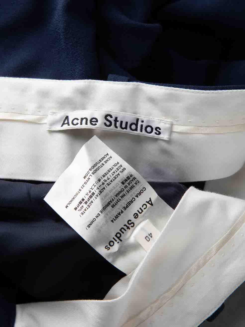 Acne Studios - Pantalon mince en crêpe de cora bleu marine, taille L Excellent état - En vente à London, GB