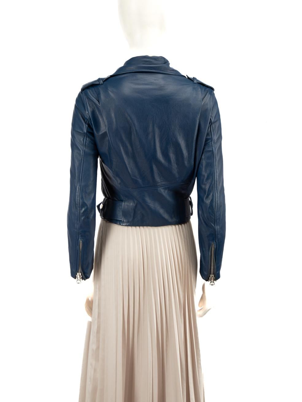 Viola Giacca da motociclista con cintura in pelle di Acne Studios Navy Taglia XXS in vendita