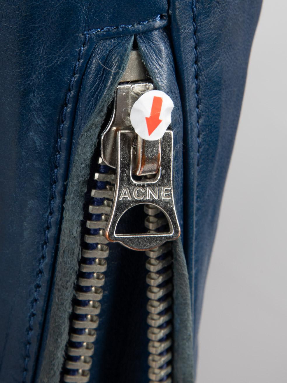 Giacca da motociclista con cintura in pelle di Acne Studios Navy Taglia XXS in vendita 1