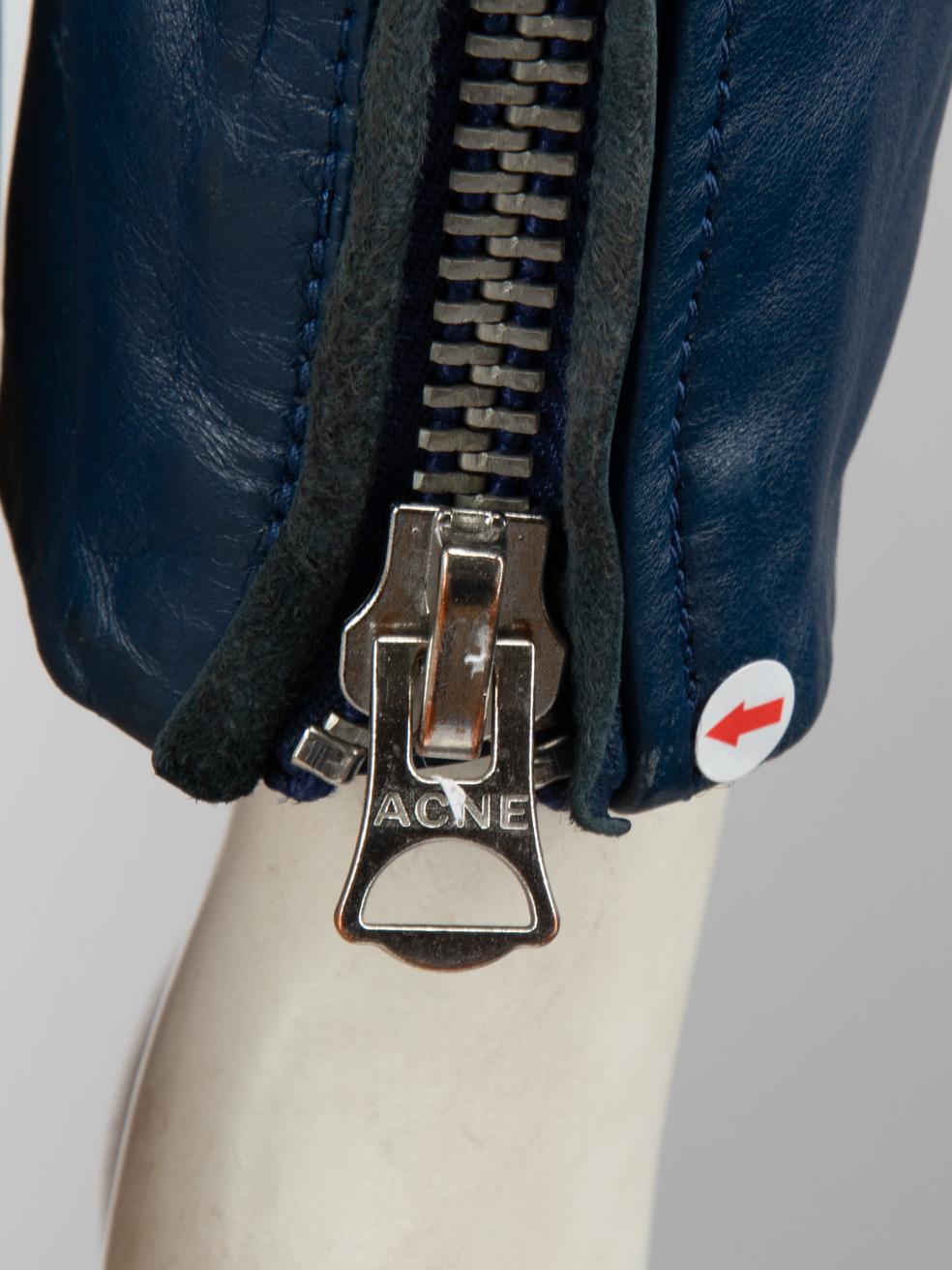 Giacca da motociclista con cintura in pelle di Acne Studios Navy Taglia XXS in vendita 2