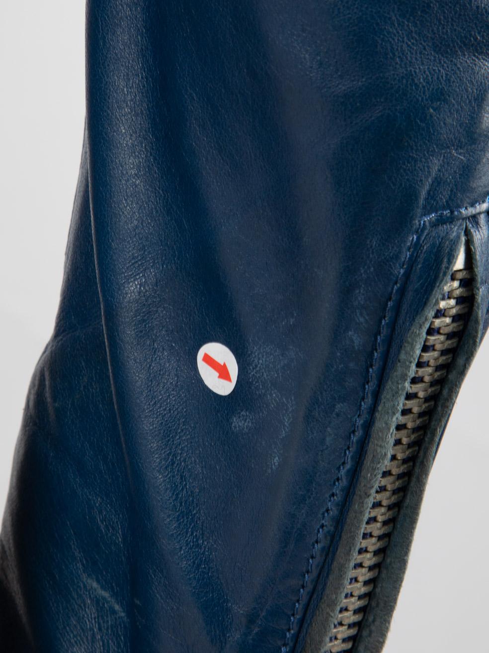 Giacca da motociclista con cintura in pelle di Acne Studios Navy Taglia XXS in vendita 3