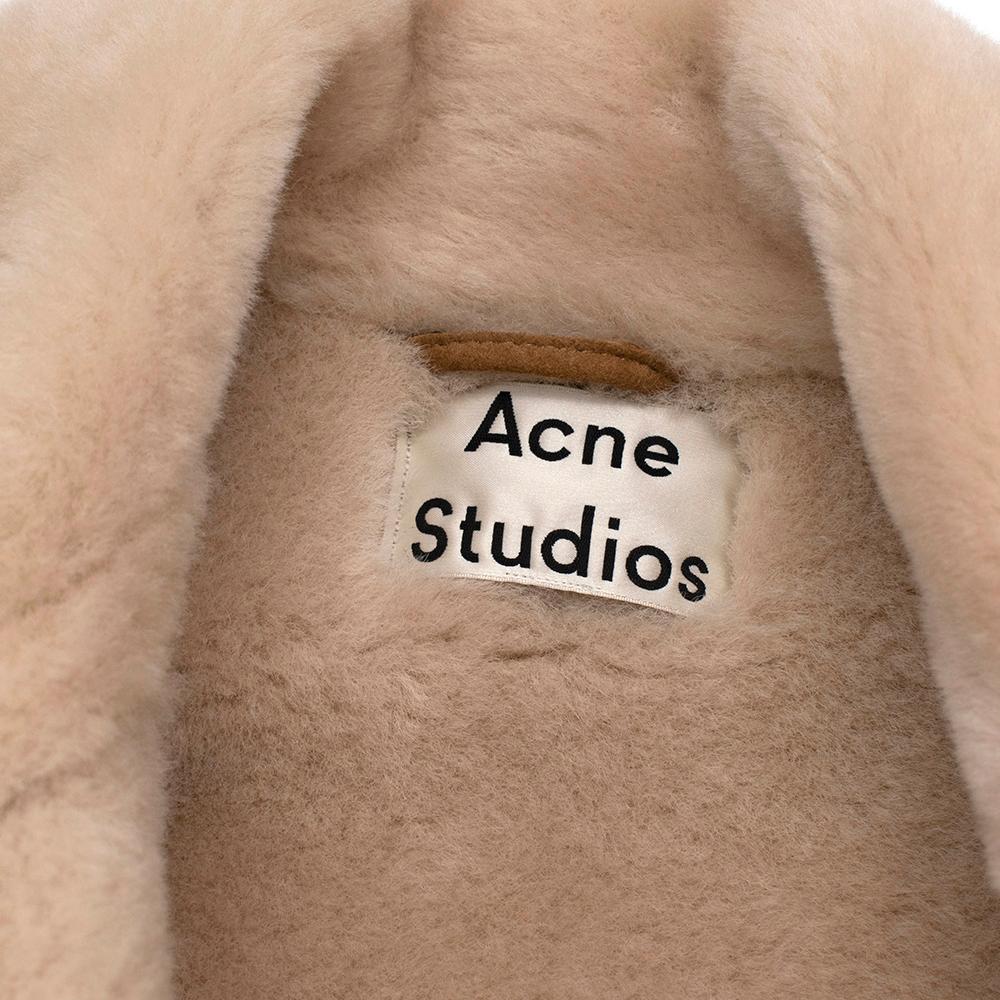 Brown Acne Studios Nude Suede Belted Shearling Jacket 34