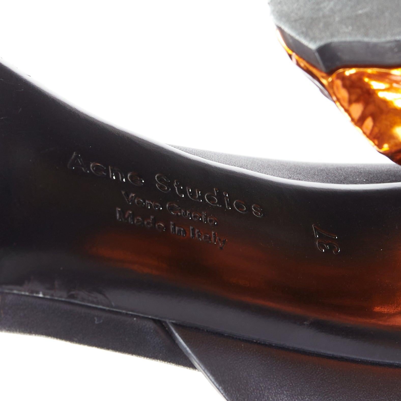 ACNE STUDIOS Obin metallic orange bark heel black leather sandals EU37 For Sale 6