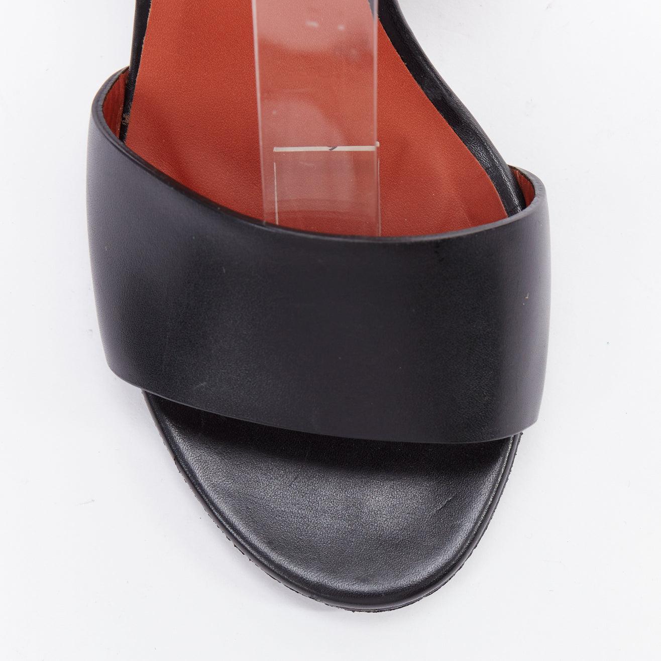 ACNE STUDIOS Obin metallic orange bark heel black leather sandals EU37 For Sale 1