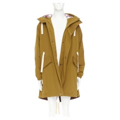 ACNE STUDIOS Oil Ozzy nylon drawstrings plaid lined hooded fishtail parka FR48 M