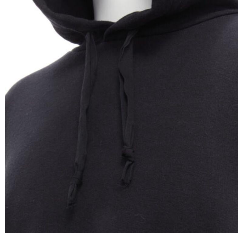 ACNE STUDIOS orange logo graphic embroidered black cotton oversized hoodie S For Sale 5