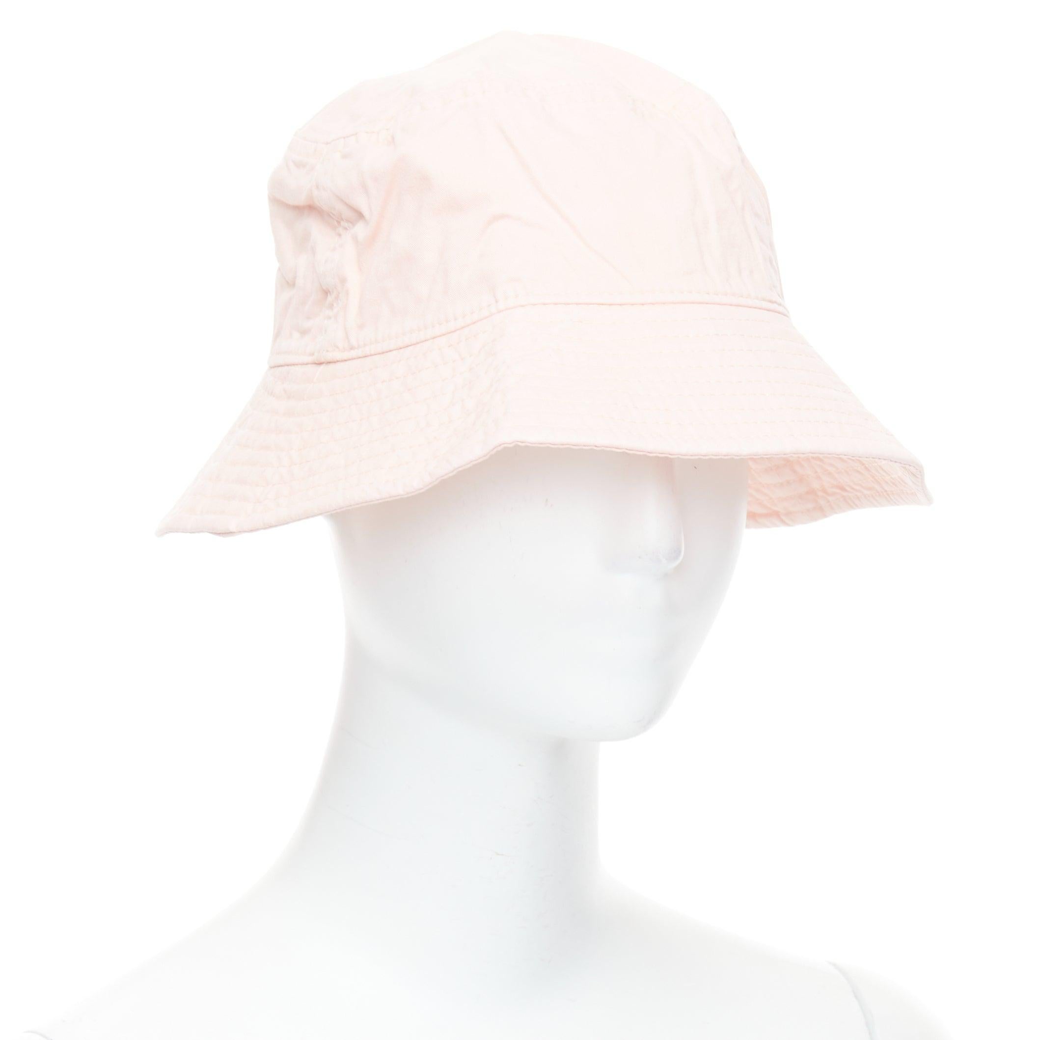 Gray ACNE STUDIOS Pansy Face pink cotton orange smiley bucket hat 59cm For Sale