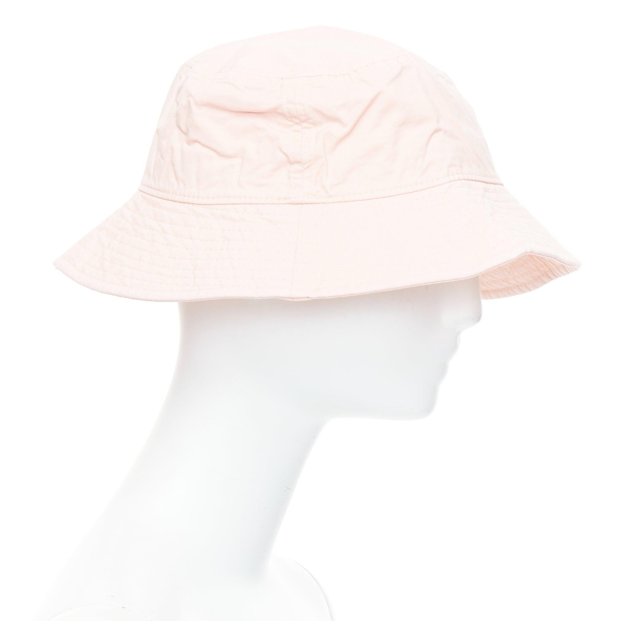 ACNE STUDIOS Pansy Face pink cotton orange smiley bucket hat 59cm In Excellent Condition For Sale In Hong Kong, NT