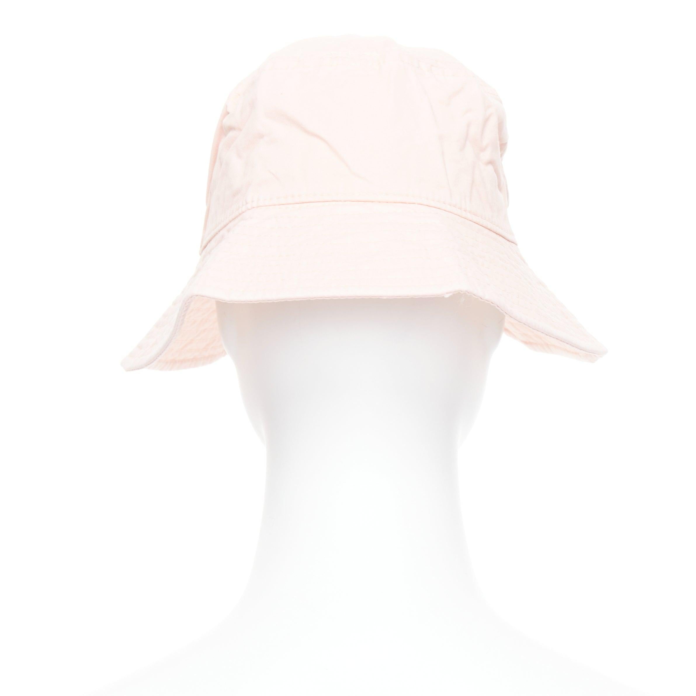Women's ACNE STUDIOS Pansy Face pink cotton orange smiley bucket hat 59cm For Sale