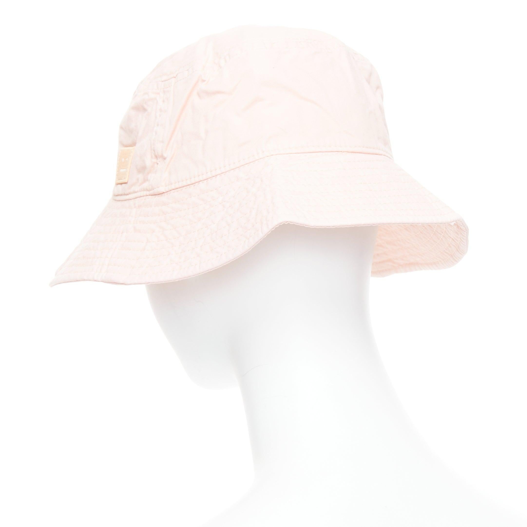 ACNE STUDIOS Pansy Face pink cotton orange smiley bucket hat 59cm For Sale 1
