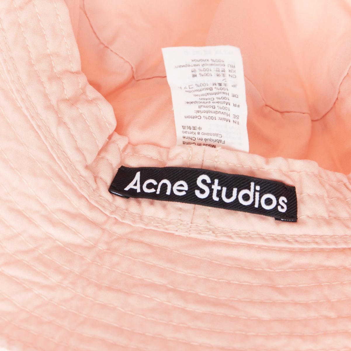 ACNE STUDIOS Pansy Face pink cotton orange smiley bucket hat 59cm For Sale 3