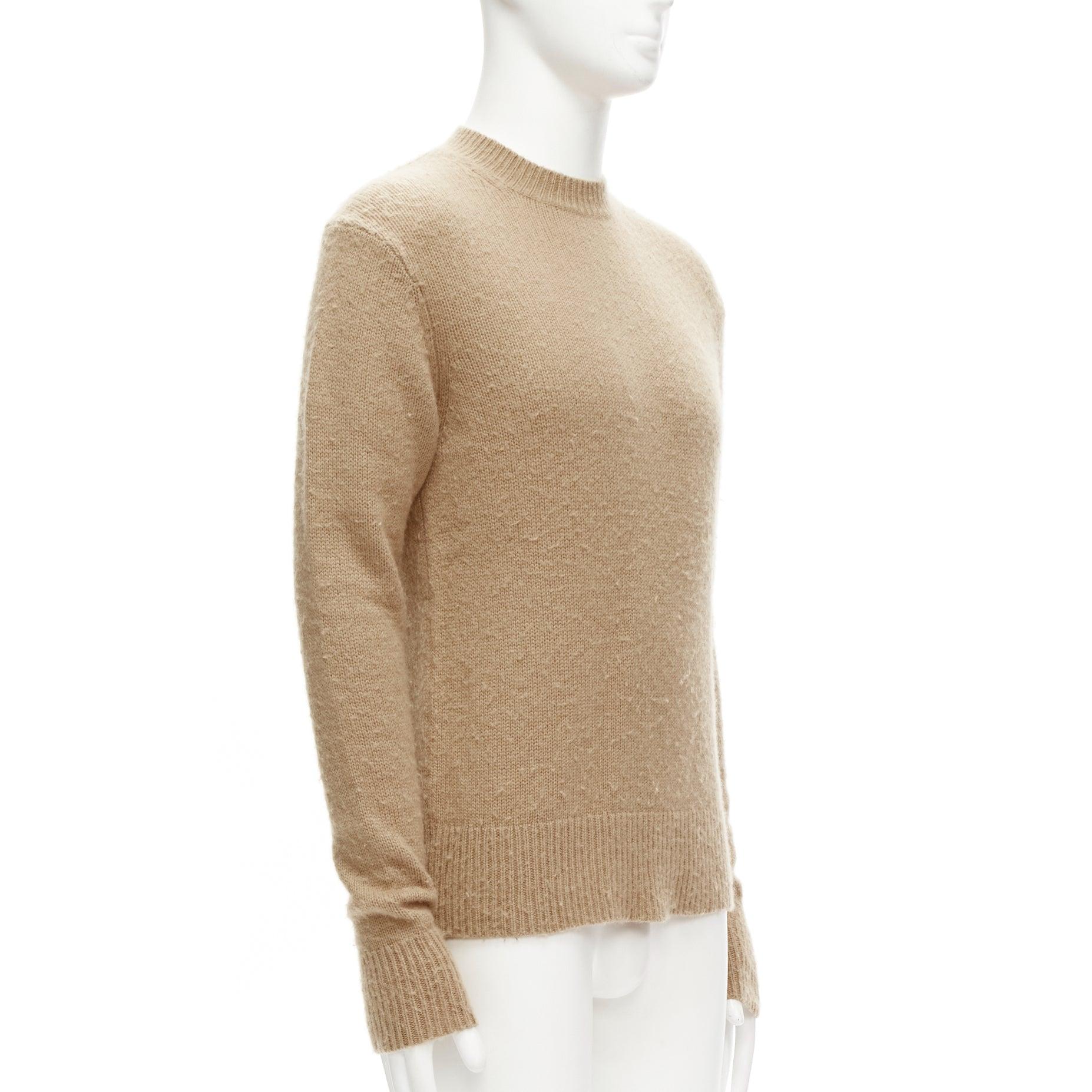 Beige ACNE STUDIOS Peele beige wool cashmere brushed crew neck sweater S For Sale