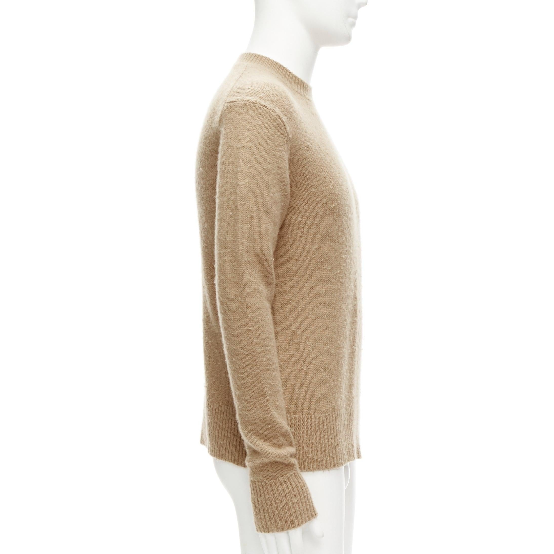 ACNE STUDIOS Peele beige wool cashmere brushed crew neck sweater S In Excellent Condition For Sale In Hong Kong, NT