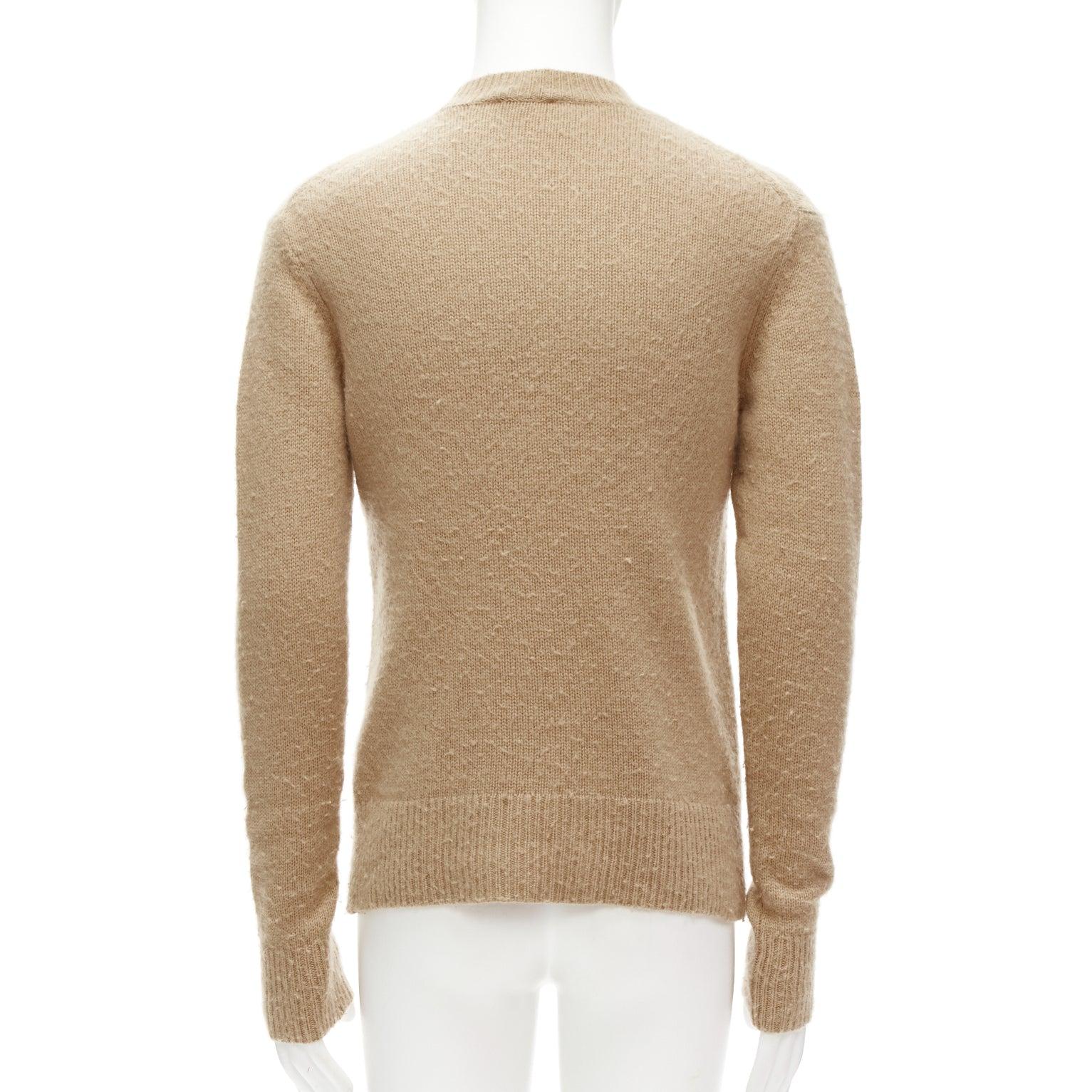Men's ACNE STUDIOS Peele beige wool cashmere brushed crew neck sweater S For Sale