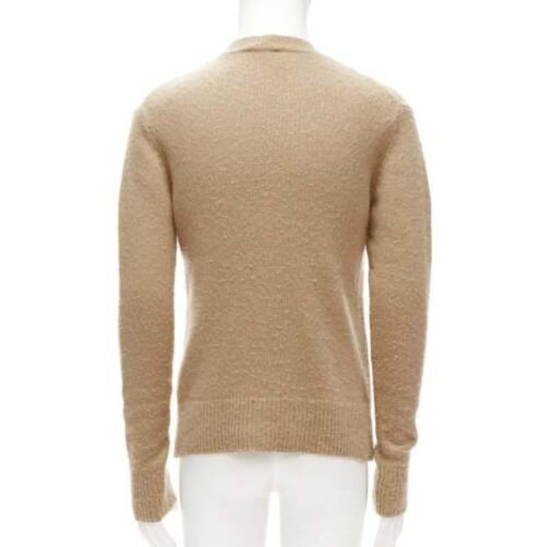 Men's ACNE STUDIOS Peele beige wool cashmere brushed crew neck sweater S For Sale