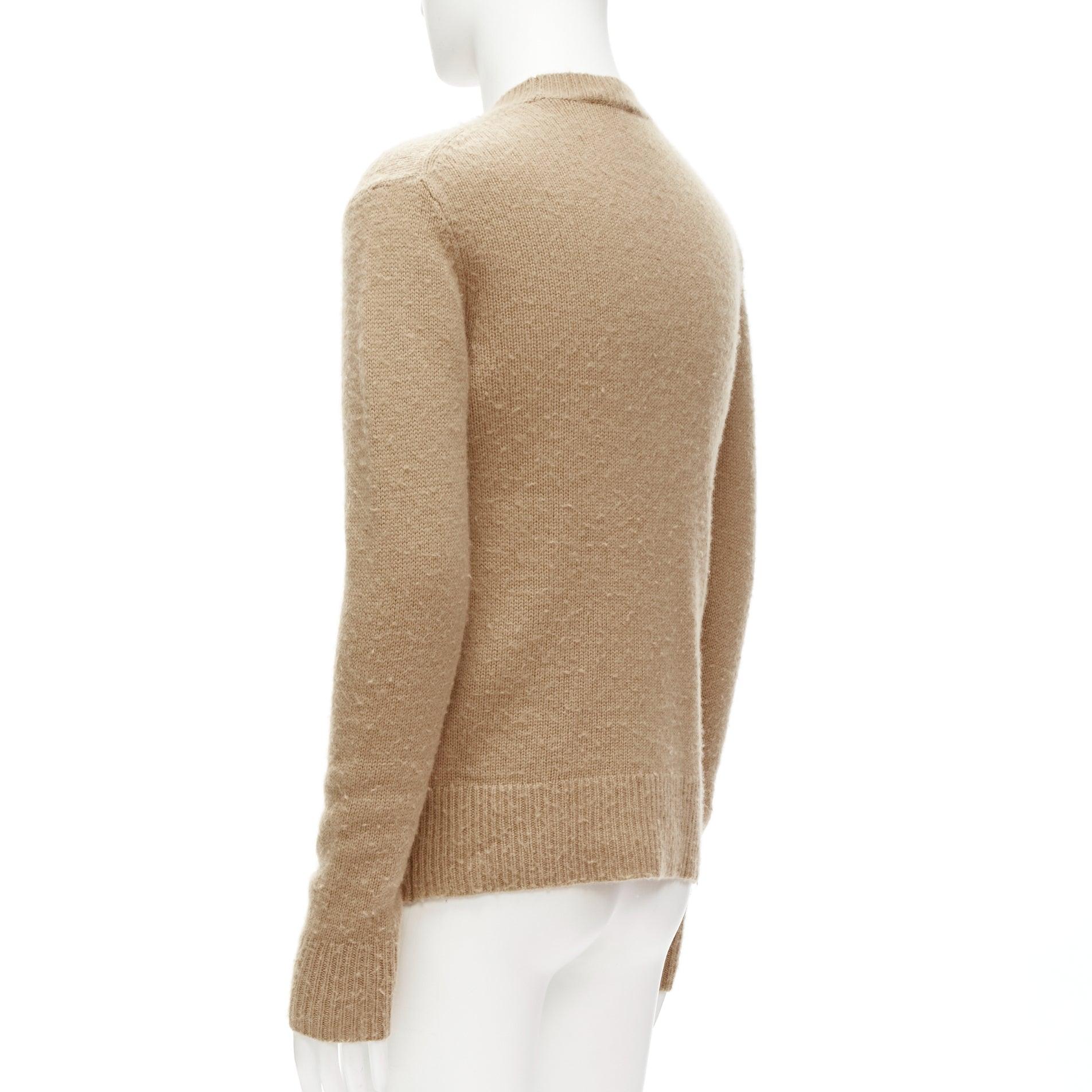 ACNE STUDIOS Peele beige wool cashmere brushed crew neck sweater S For Sale 1