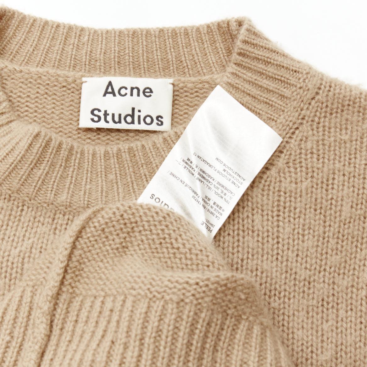 ACNE STUDIOS Peele beige wool cashmere brushed crew neck sweater S For Sale 3