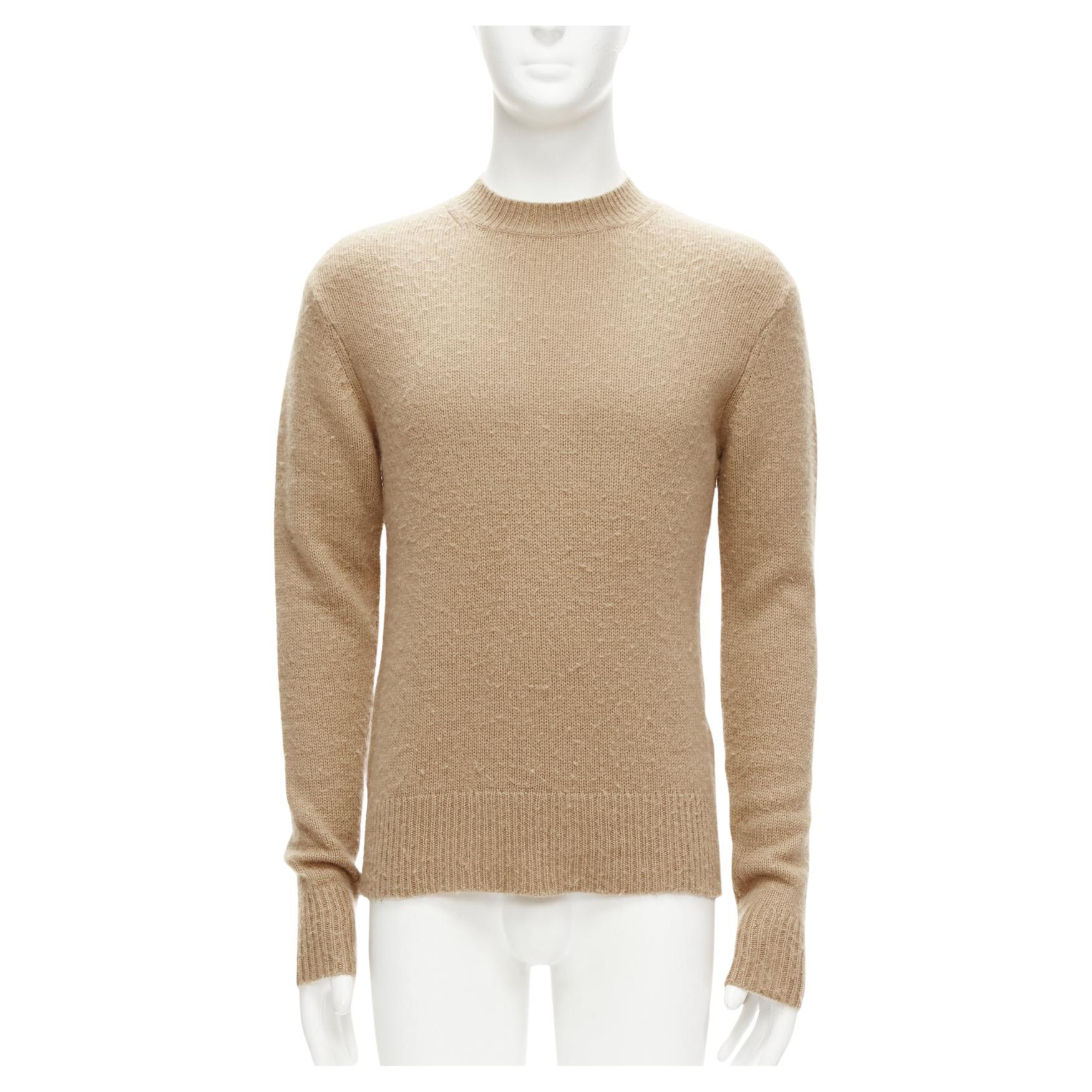 ACNE STUDIOS Peele beige wool cashmere brushed crew neck sweater S For Sale
