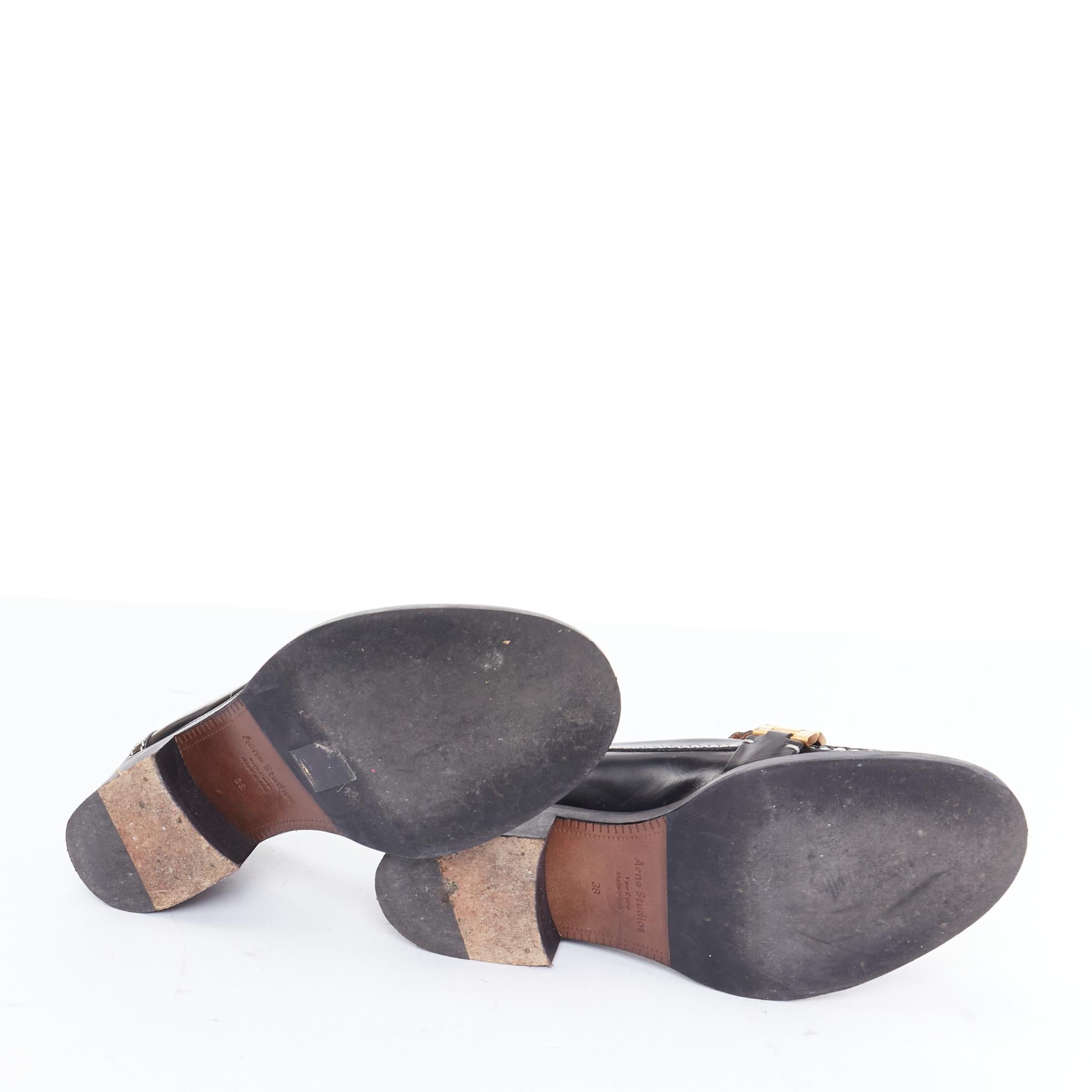 ACNE STUDIOS Mocasines con pespunte negro y hebilla dorada EU38 en venta 6