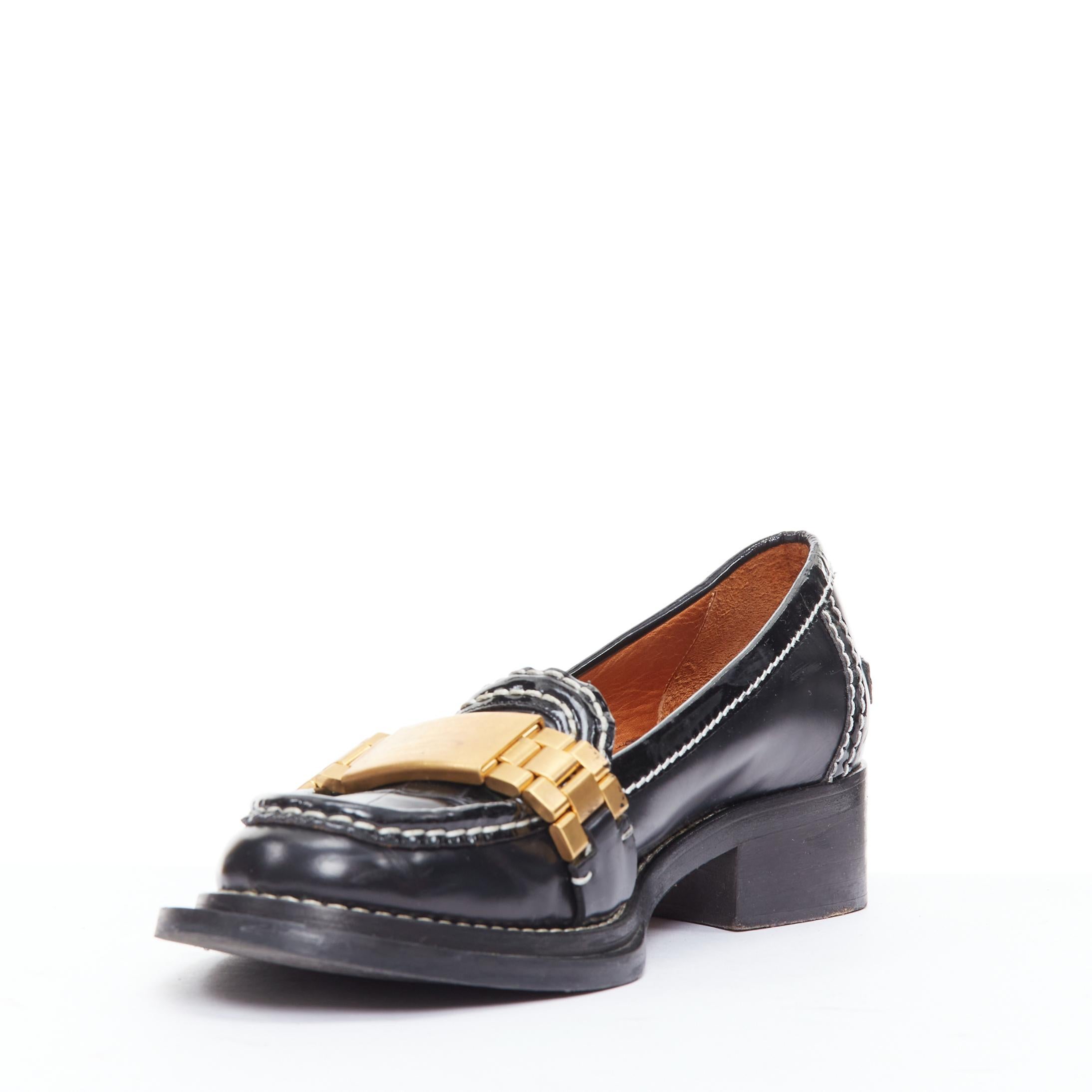 ACNE STUDIOS Mocasines con pespunte negro y hebilla dorada EU38 en Bastante bueno estado para la venta en Hong Kong, NT