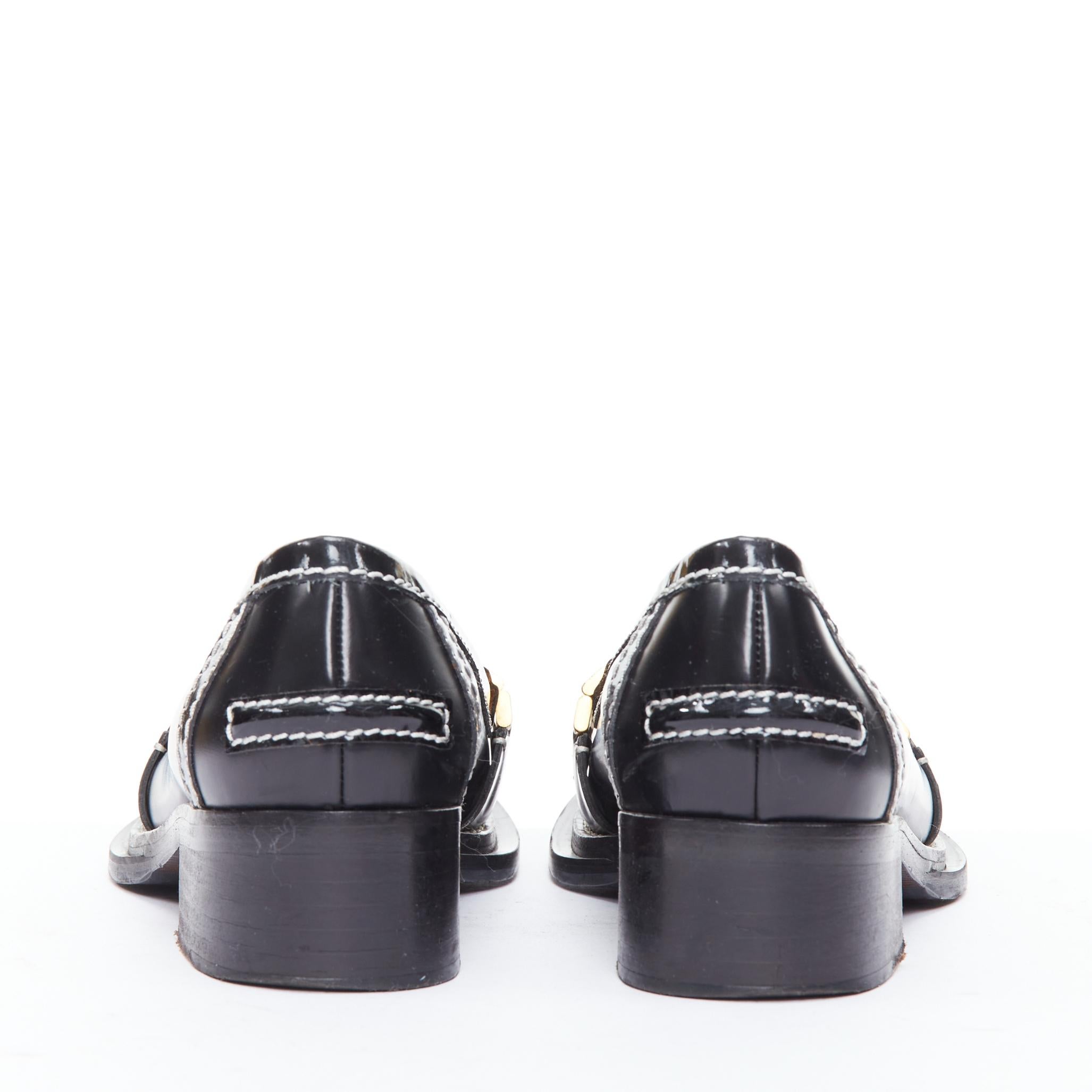 De las mujeres ACNE STUDIOS Mocasines con pespunte negro y hebilla dorada EU38 en venta
