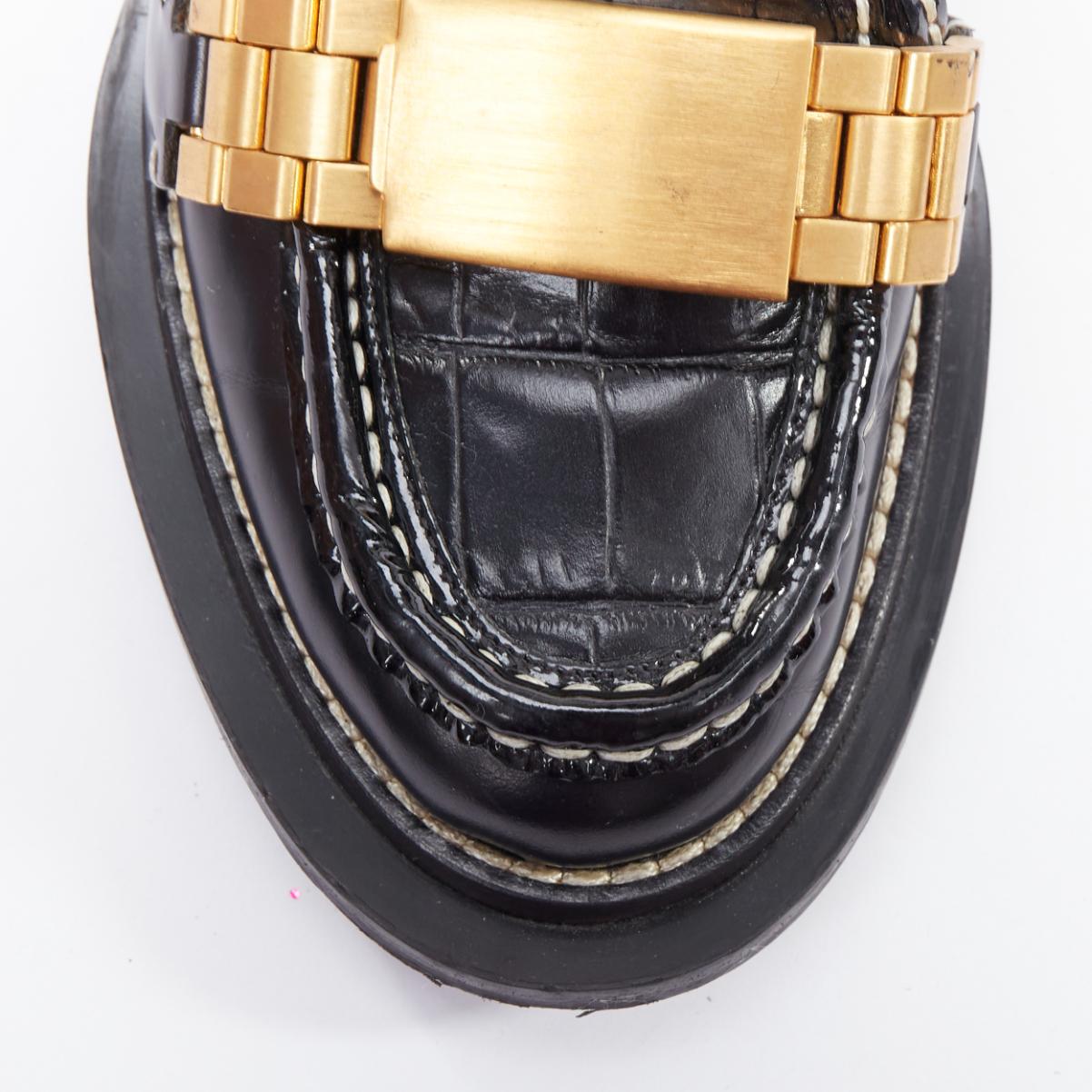 ACNE STUDIOS Mocasines con pespunte negro y hebilla dorada EU38 en venta 1