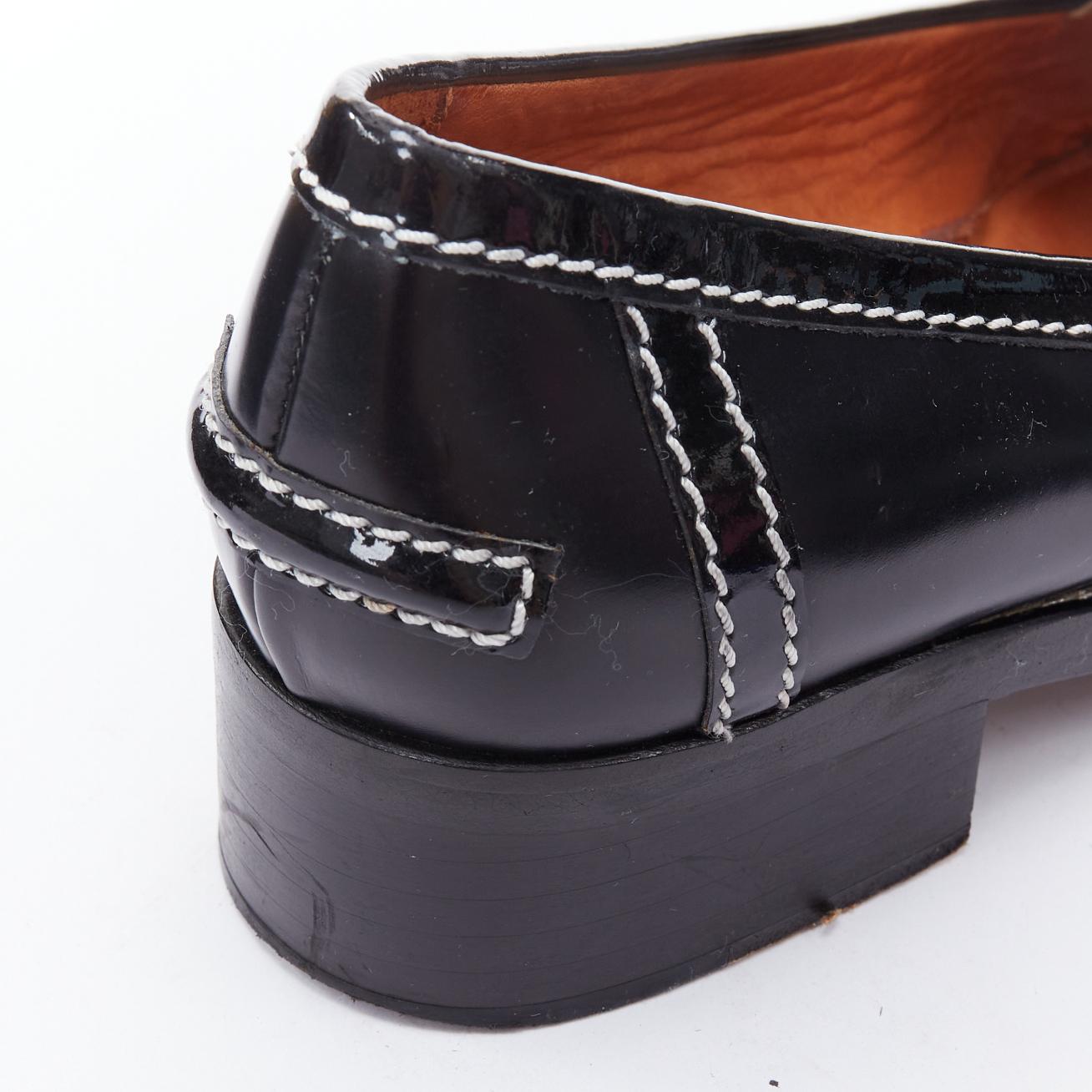 ACNE STUDIOS Mocasines con pespunte negro y hebilla dorada EU38 en venta 3