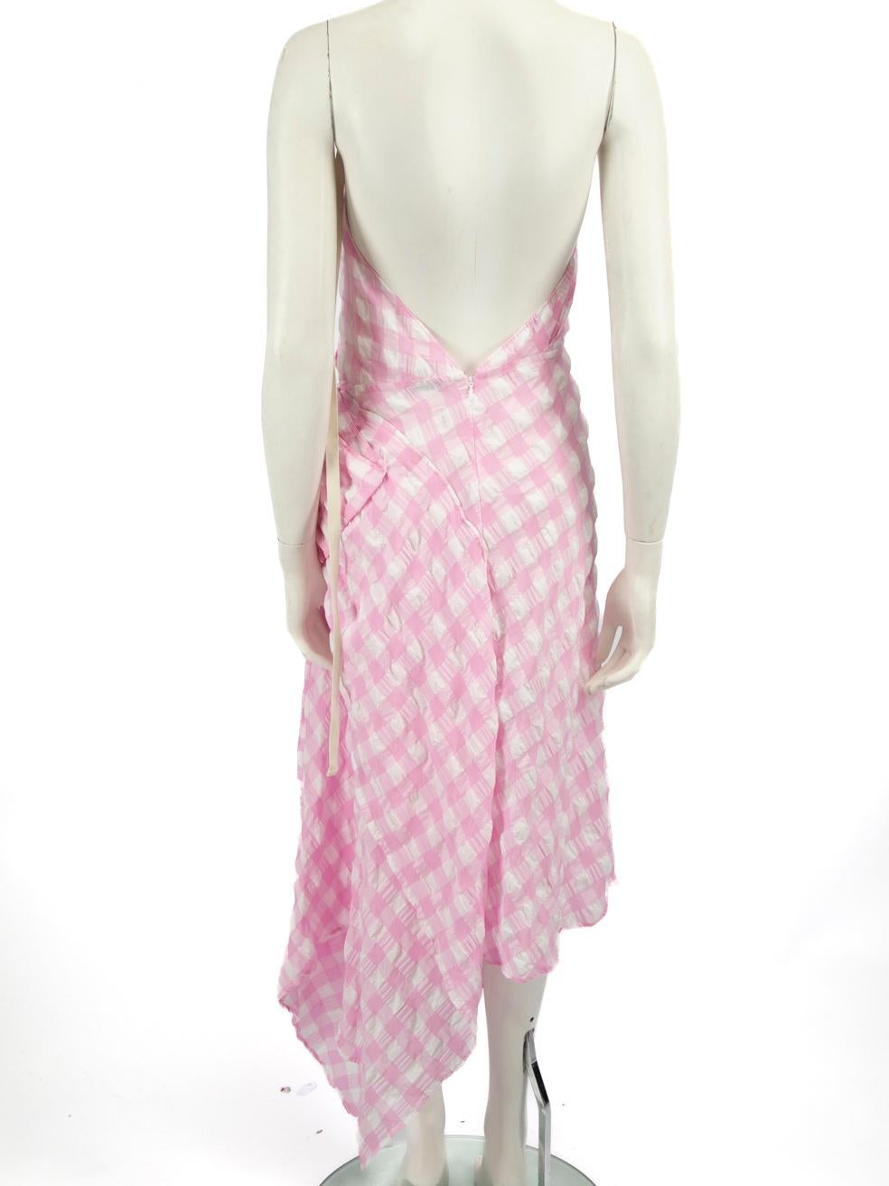 Beige Acne Studios Pink Gingham Halterneck Midi Dress Size S