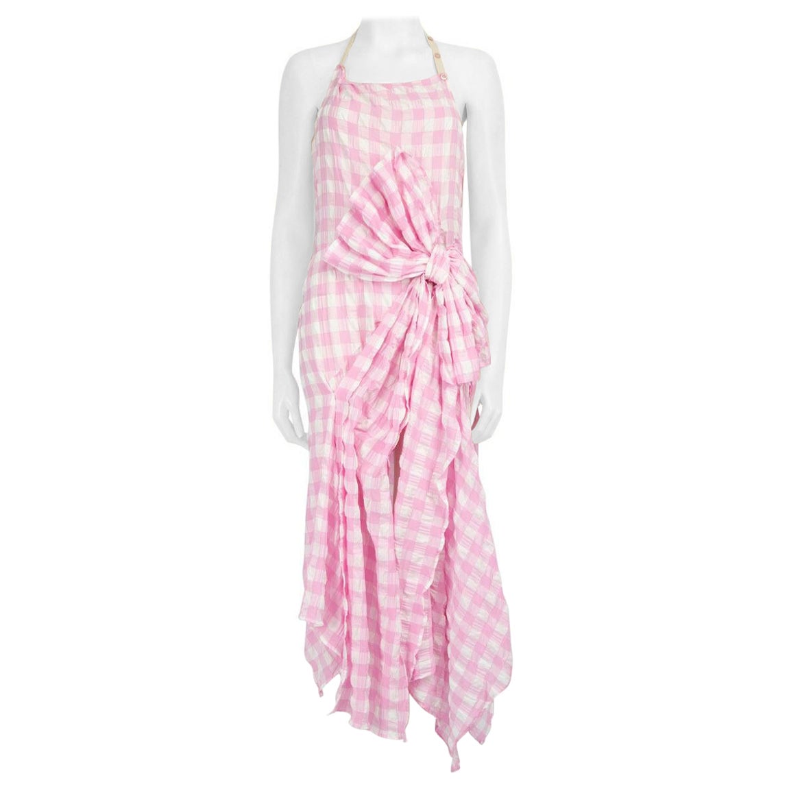 Acne Studios Pink Gingham Halterneck Midi Dress Size S