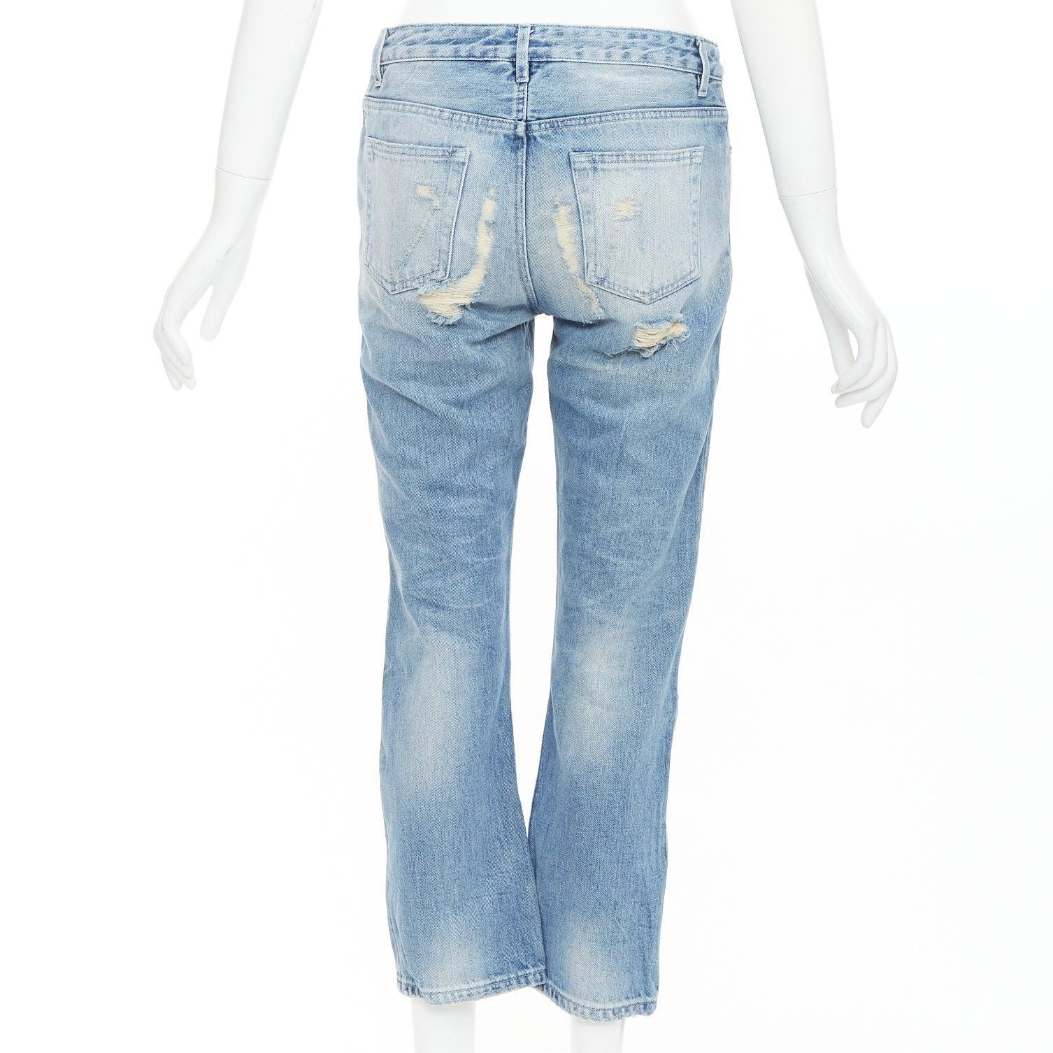 Donna ACNE STUDIOS Pop Trash, jeans strappati in cotone con ginocchia consumate sul retro FR34 XS in vendita