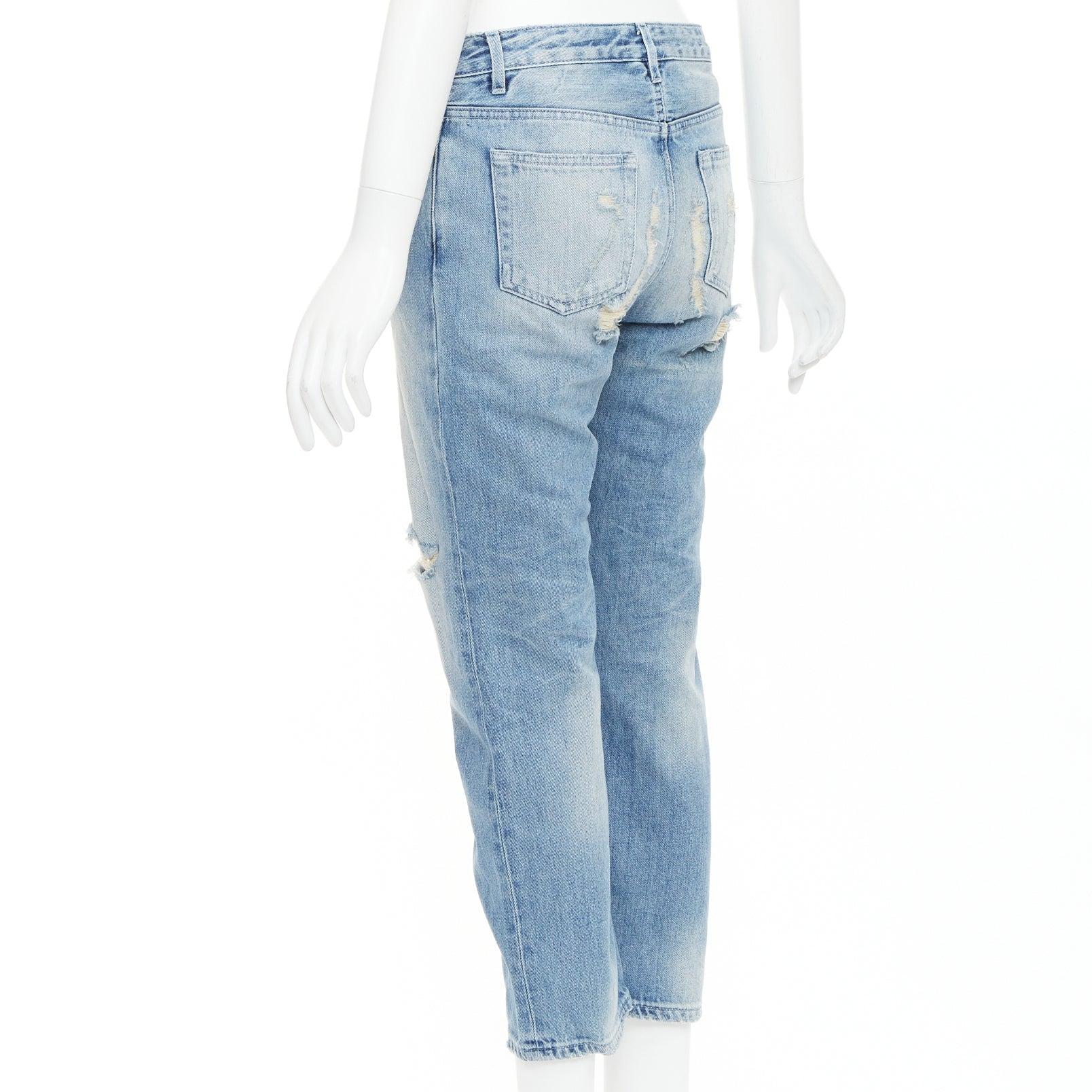 ACNE STUDIOS Pop Trash, jeans strappati in cotone con ginocchia consumate sul retro FR34 XS in vendita 1