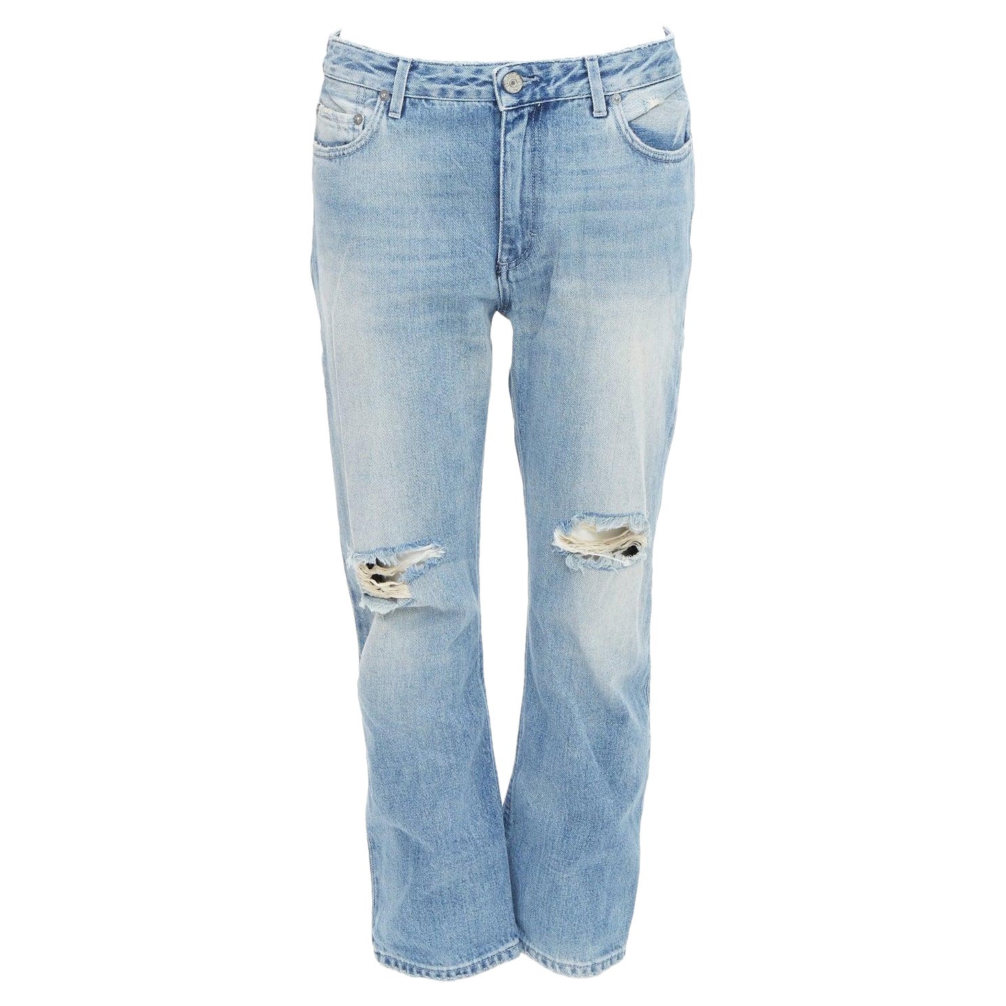ACNE STUDIOS Pop Trash, jeans strappati in cotone con ginocchia consumate sul retro FR34 XS in vendita