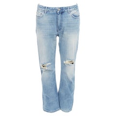 ACNE STUDIOS Pop Trash cotton ripped knees distressed back cropped jeans FR34 XS