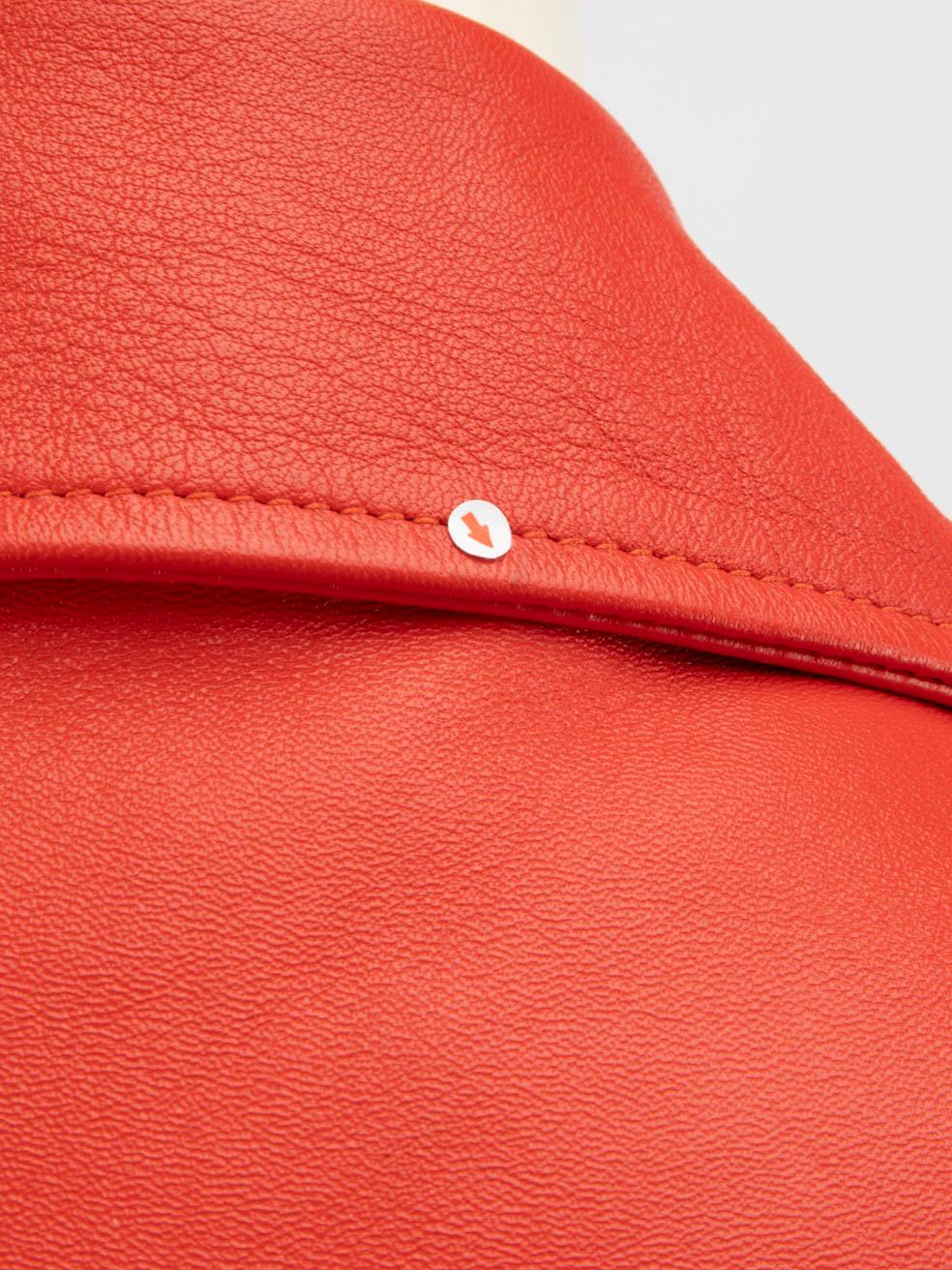 Acne Studios Red Lamb Leather Biker Jacket Size XXS For Sale 1