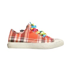 Acne Studios Red Tartan Distressed Trainers Size EU 38