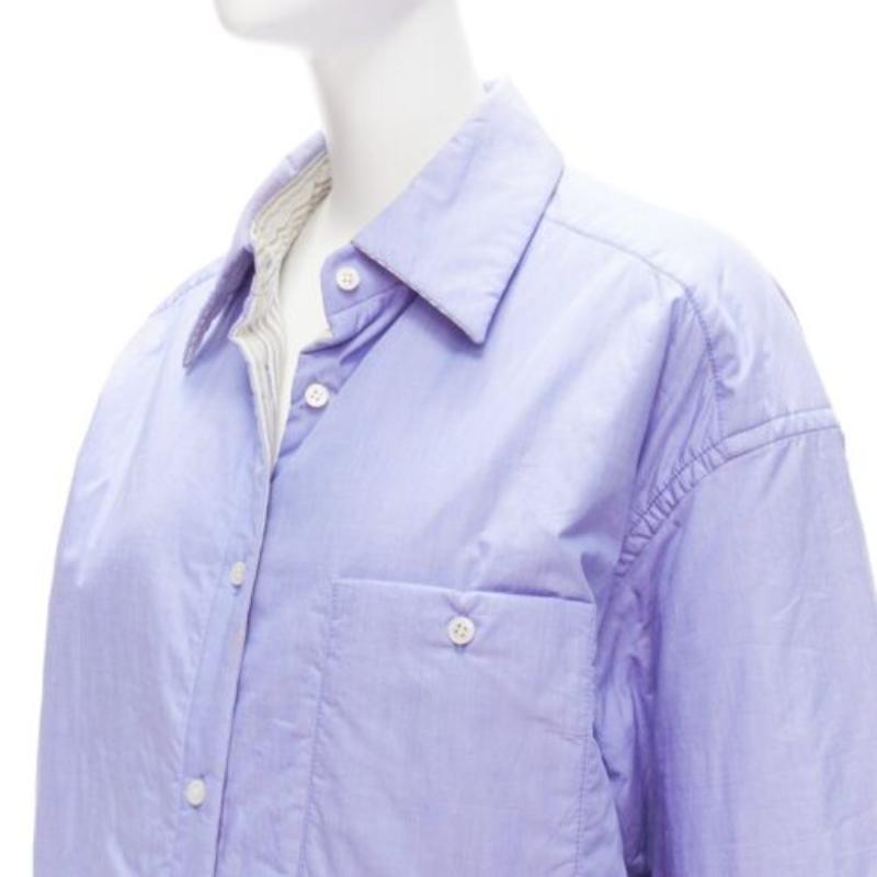 ACNE STUDIOS Camisa oversize acolchada a rayas azul gris reversible FR34 XS en venta 6