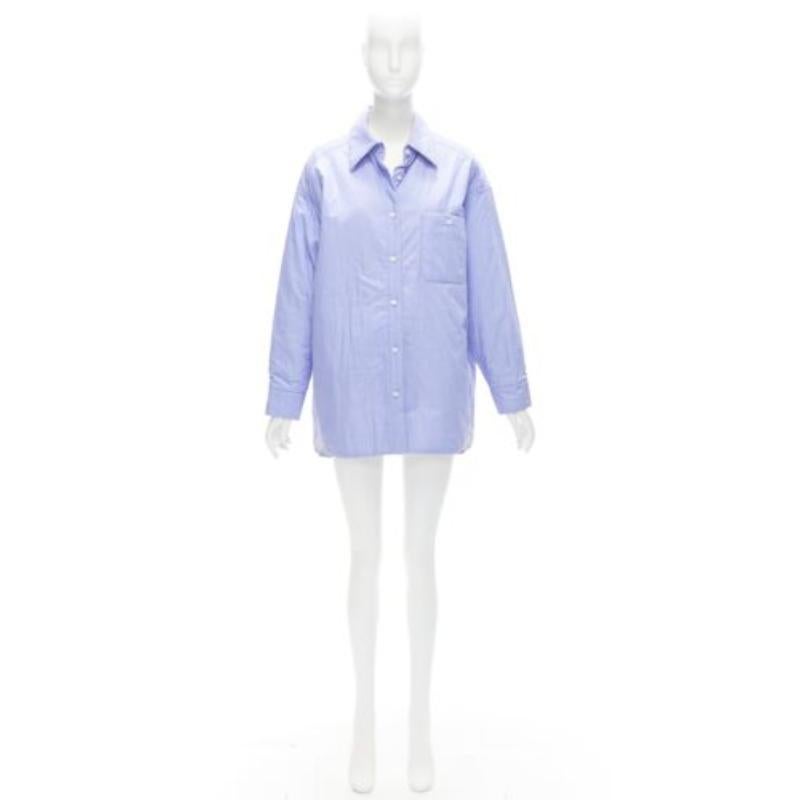 ACNE STUDIOS Camisa oversize acolchada a rayas azul gris reversible FR34 XS en venta 10