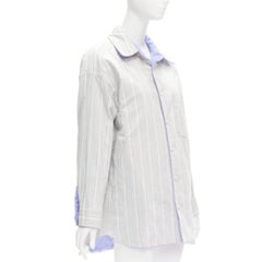 ACNE STUDIOS Reversible blue grey pinstripes padded oversized shirt FR34 XS