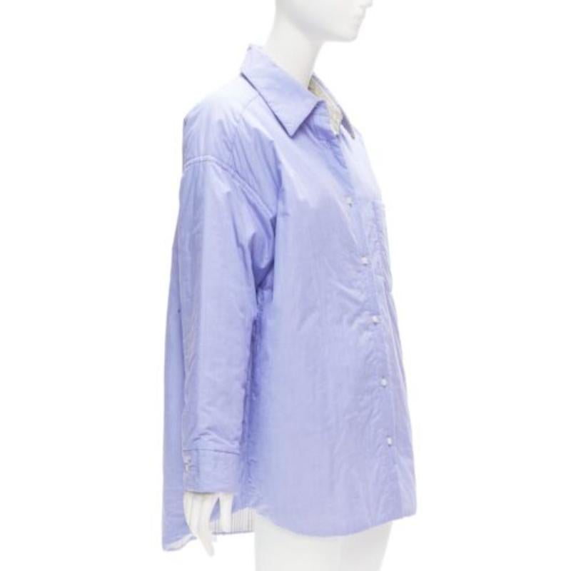 ACNE STUDIOS Camisa oversize acolchada a rayas azul gris reversible FR34 XS Gris en venta