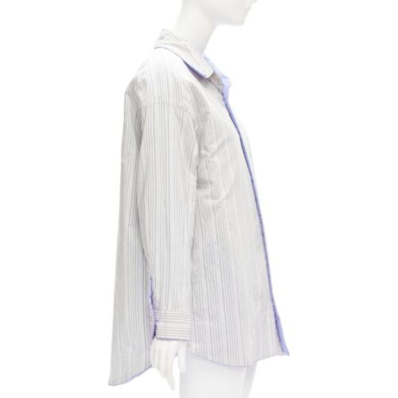 De las mujeres ACNE STUDIOS Camisa oversize acolchada a rayas azul gris reversible FR34 XS en venta